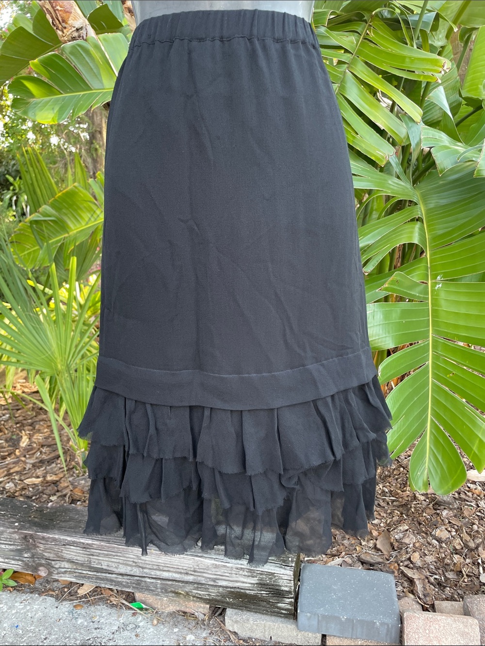 donna Karan, pure silk skirt with tiered ruffle